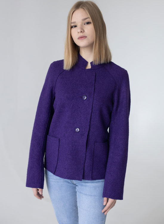 картинка Жакет из шерсти прямой фиолетовый от магазина Одежда+