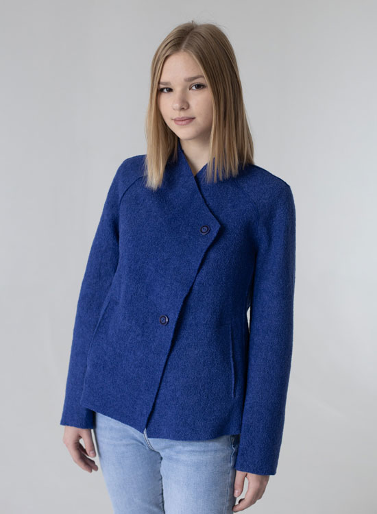картинка Жакет из шерсти прямой синий от магазина Одежда+